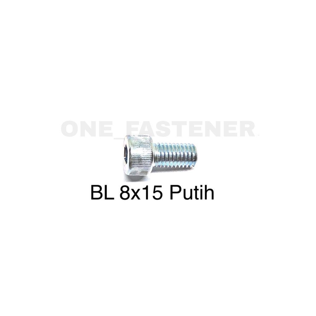 Baut L M8x15 Putih L6 8mm 1.5cm 8x15 hex socket Heads cap screw 12