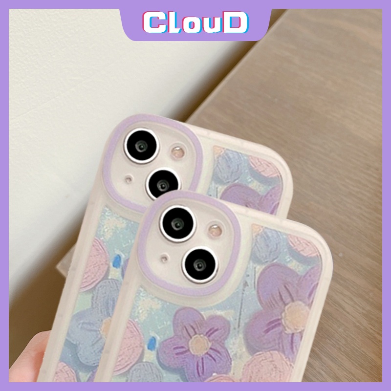 Soft Case TPU Motif Bunga Ungu Untuk Oppo A96 A76 A74 A95 A15 A16K A55 Reno 7Z 7 5 6 4F 5F A12 A54 A16 A5s A12e A9 A53 A31 A7 A1K