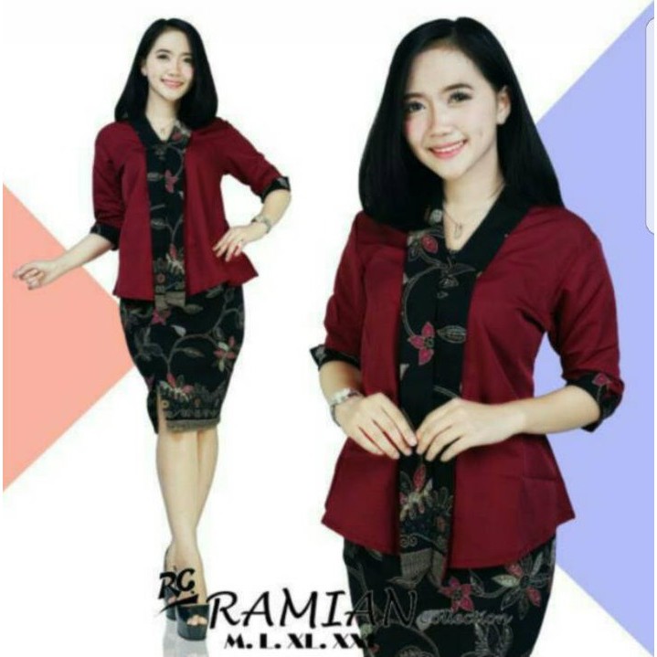 Stelan Kebaya Batik Kombinasi dan Rok Span Tyas