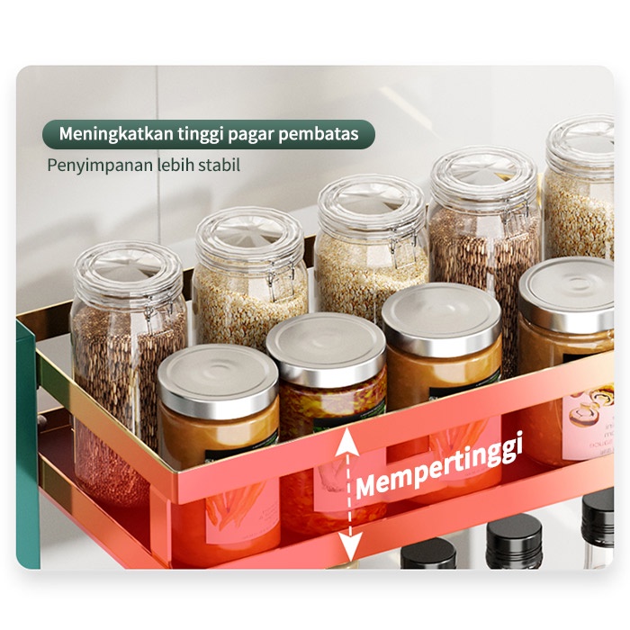 Rak Bumbu Dapur Meja Dapur Multifungsi Rak 2-3tingkat Opsional Dengan Aksesoris