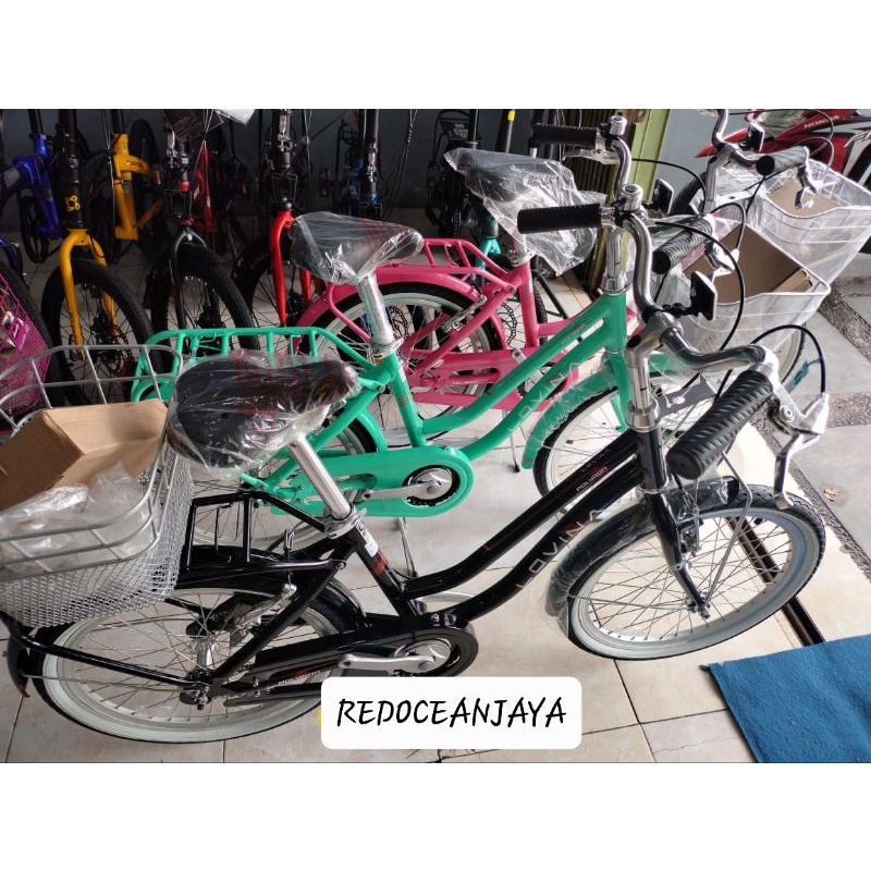 polygon lovina 20 tosca pink black sepeda keranjang city bike