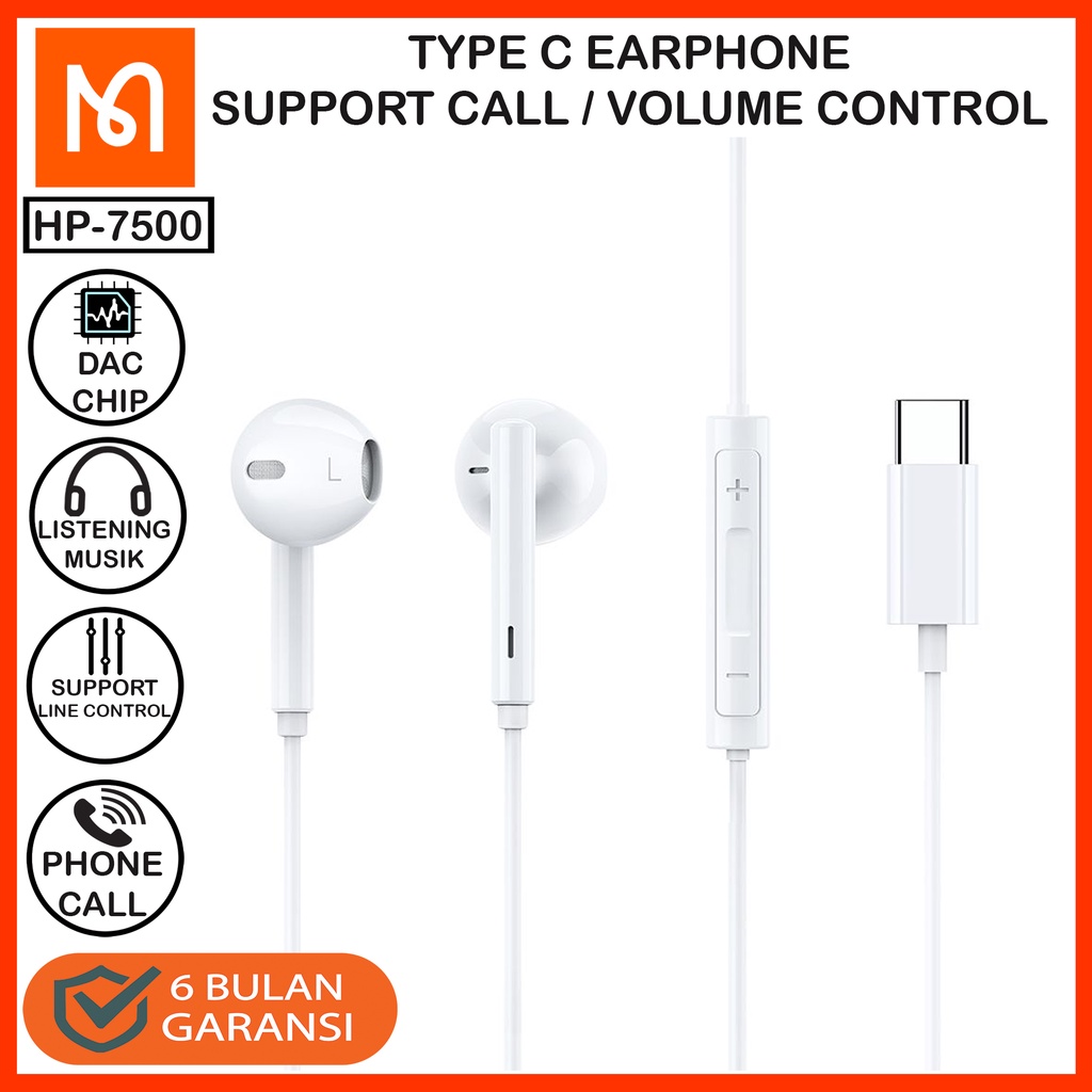 MCDODO Headset Earphone Samsung S21 ,S21Ultra Type C Hi-Res Audio MiC Music Volume Contol-0