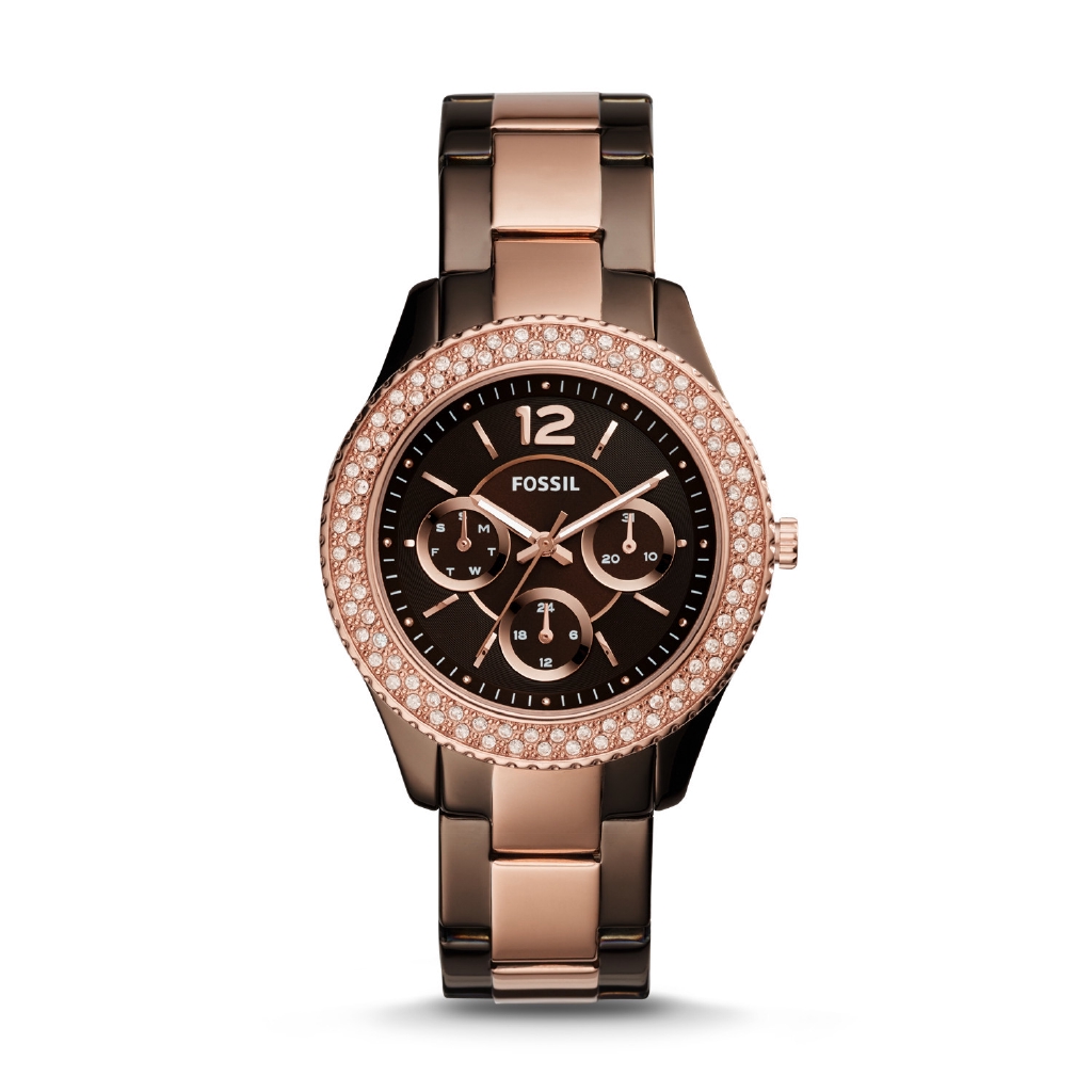 Fossil Stella Multifunction Ladies Dark Brown Stainless Steel - ES4079 - Jam Tangan Wanita