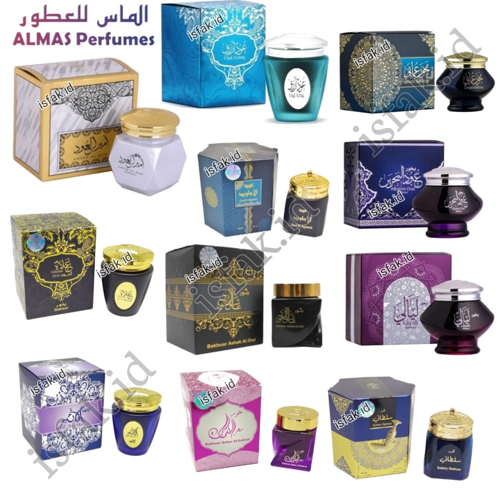 ALL VARIAN Buhur Almas Bakhoor Arab Impor Bukhur Bakhour Mamoul Ashek Al Oud Layali Dupa Oud Azraq Buhur Omani Buhur Ameer Al Oud Bakhour Bahrain Sultany Oud Salaten Saher Al Kalimat Original Saudi