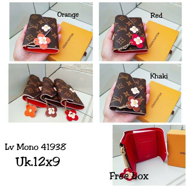Dompet Cewek LV victorine FLOWER wallet size 12x9 set box