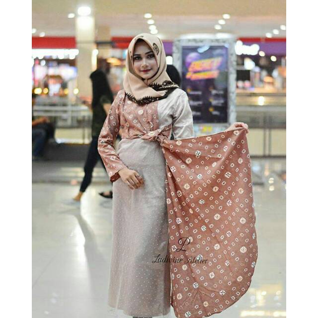 Browny Dress Batik Jumputan Modern Dress Gamis Kekinian Ootd Hijab Outfit Kondangan Kekinian Syari Shopee Indonesia