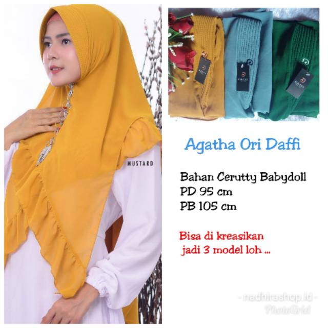 khimar jilbab hijab daffi agatha ori daffi terbaru agatha bisa di model jadi 3