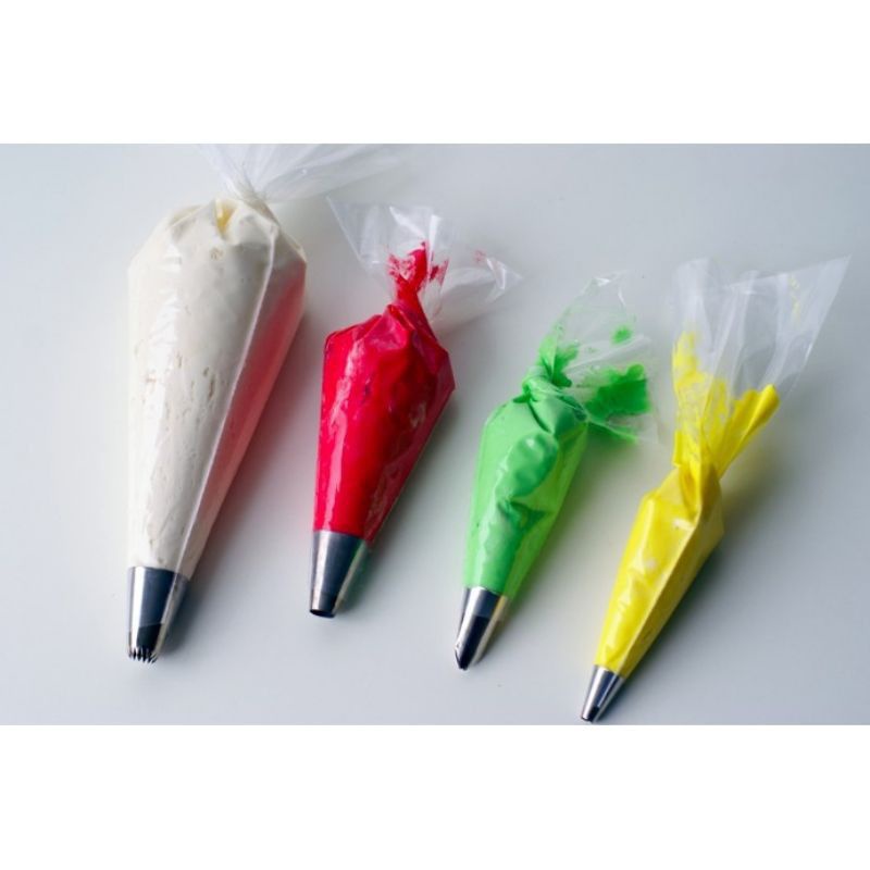 Piping Papping bag isi 100pcs / Plastik segitiga UK kecil / plastik cotong buttercream kue