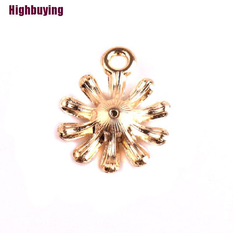 Hbid 10Pcs / Set Liontin Bentuk Bunga Matahari Bahan Alloy Untuk Membuat Perhiasan DIY