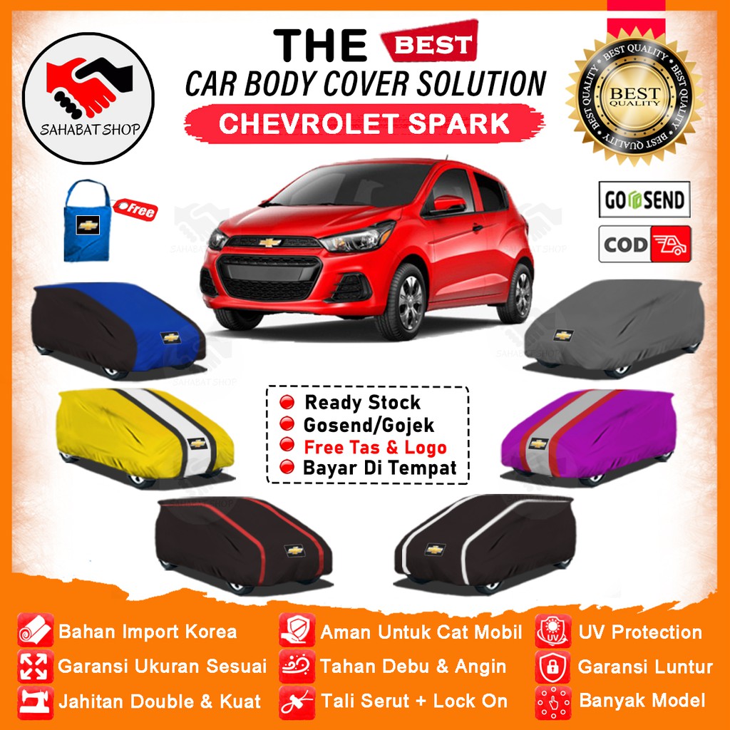 Sahabat Body Cover Mobil Spark / Sarung Penutup Chevrolet Spark Outdoor / Selimut Tutup Mantel Jas Terpal Kerudung Pelindung Mantol Kelambu Pembungkus Bungkus Kerodong Tutupan Mobil Spark Waterproof Anti Air Model Orange