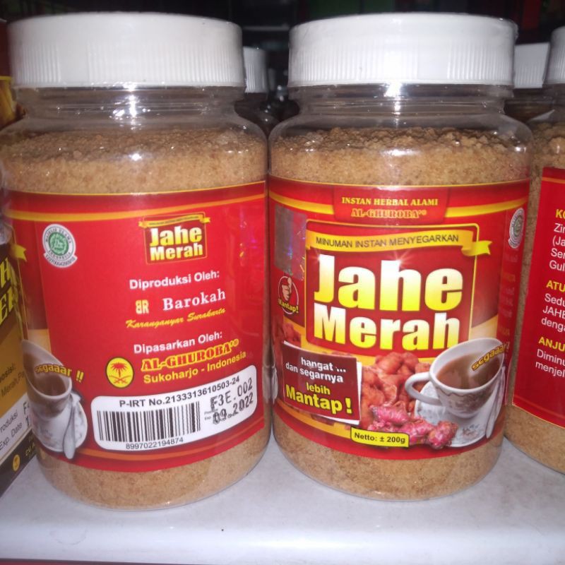 

Jahe Merah Instan Bubuk Botol Toples 200gr Al-Ghuroba