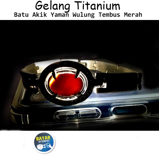 Gelang Batu Akik Yaman Wulung Titanium Tembus Merah