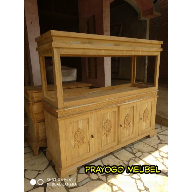 Buffet aquarium kayu jati 175x60 -  meja aquarium furniture jepara - almari pajangan