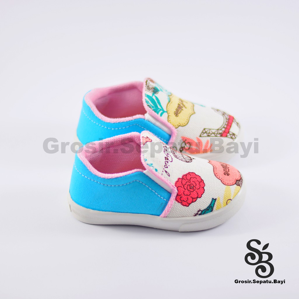 sepatu anak perempuan slip on motif paris murah