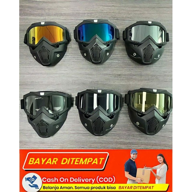 Google mask osbe inko bisa untuk helm cross helm bogo retro classic kacamata helm warna pelangi biru
