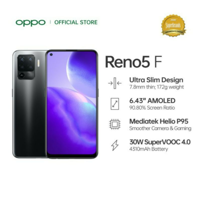 OPPO RENO 5F RAM  8/128 RENO 5 F GB | A77s 8/128 | A76 6/128 | A54 6/128 GARANSI RESMI OPPO INDONESIA