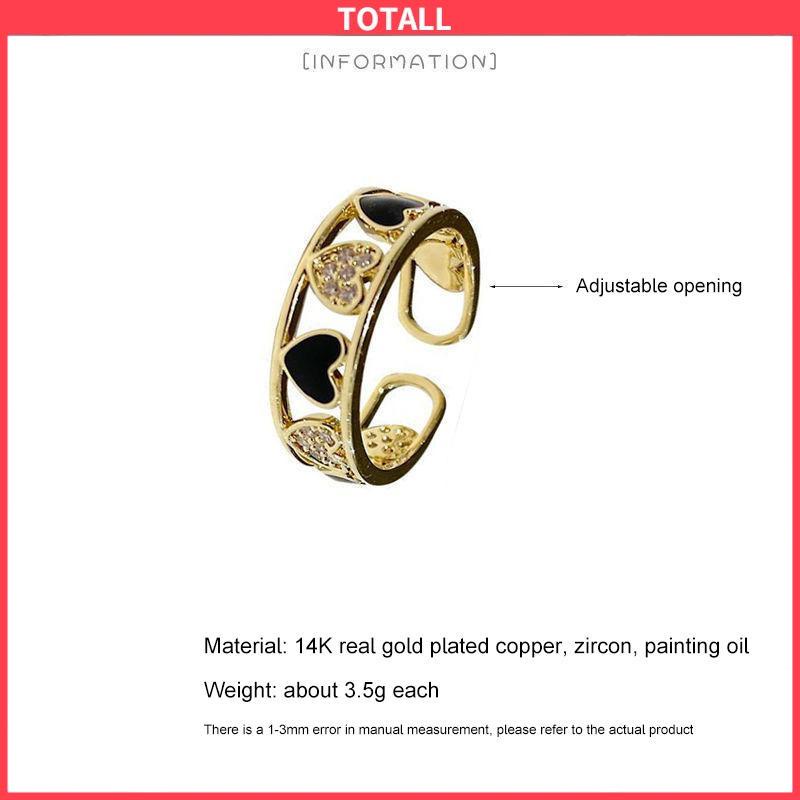 COD Cincin Ringan Mewah Hollow Keluar Berlian Imitasi Cinta Chic Advanced Adjustable Cincin Wanita-Totall