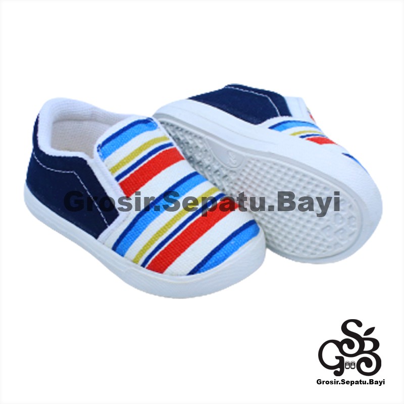 sepatu anak perempuan laki laki slip on motif Rainbow Hitam