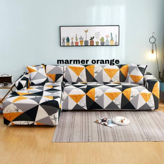 Sarung sofa letter L/cover sofa Letter L motif elastis