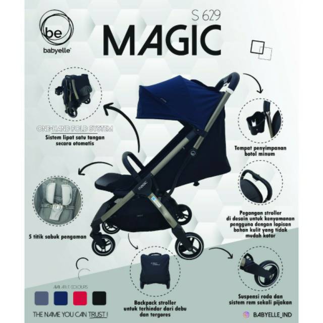 Babyelle Stroller Kereta Dorong Bayi Magic S629 autofold lipat otomatis Makassar