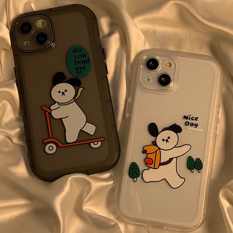 Case Transparan Desain Happy Dog Untuk IPhone 12 13 11 Pro Max X Xs Max Xr