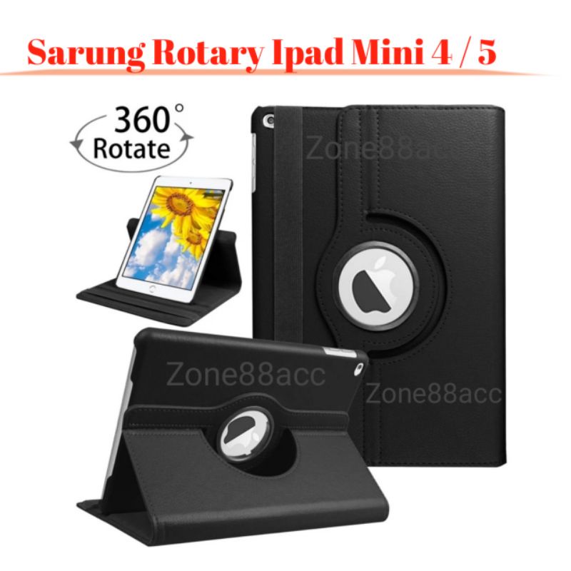 Sarung Case Rotary Ipad Mini 4 5 Mini4 Mimi5 7.9INCI  Leather Flip Casing Book Buku Folio Cover smartcase Flipcover putar