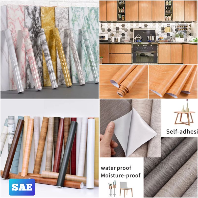 Wallpaper Sticker Kayu Triplek Pvc Pelapis Meja Lemari Pintu Furniture Dinding Lantai Keramik Dapur