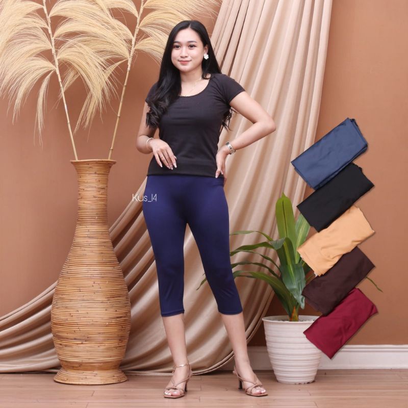 Legging 3/4 Standar Dan Jumbo Leging Pendek Wanita Legging Bawah Lutut Bahan Spandex