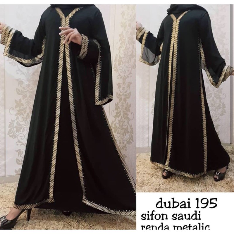 DRESS GAMIS ABAYA SYARI PESTA RENDA KOTAK 195 COUPLE