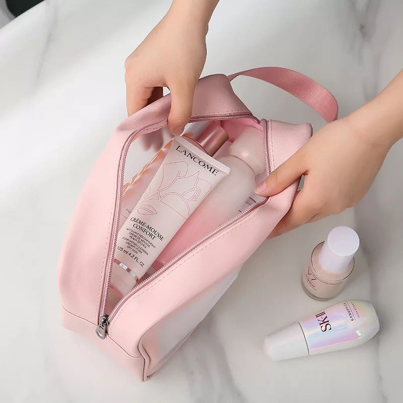 Tas Kosmetik Transparant Travel Wanita Washbag Organizer Portable Dompet Kosmetik Toiletry Waterproof Pouch Make Up Anti Air F661