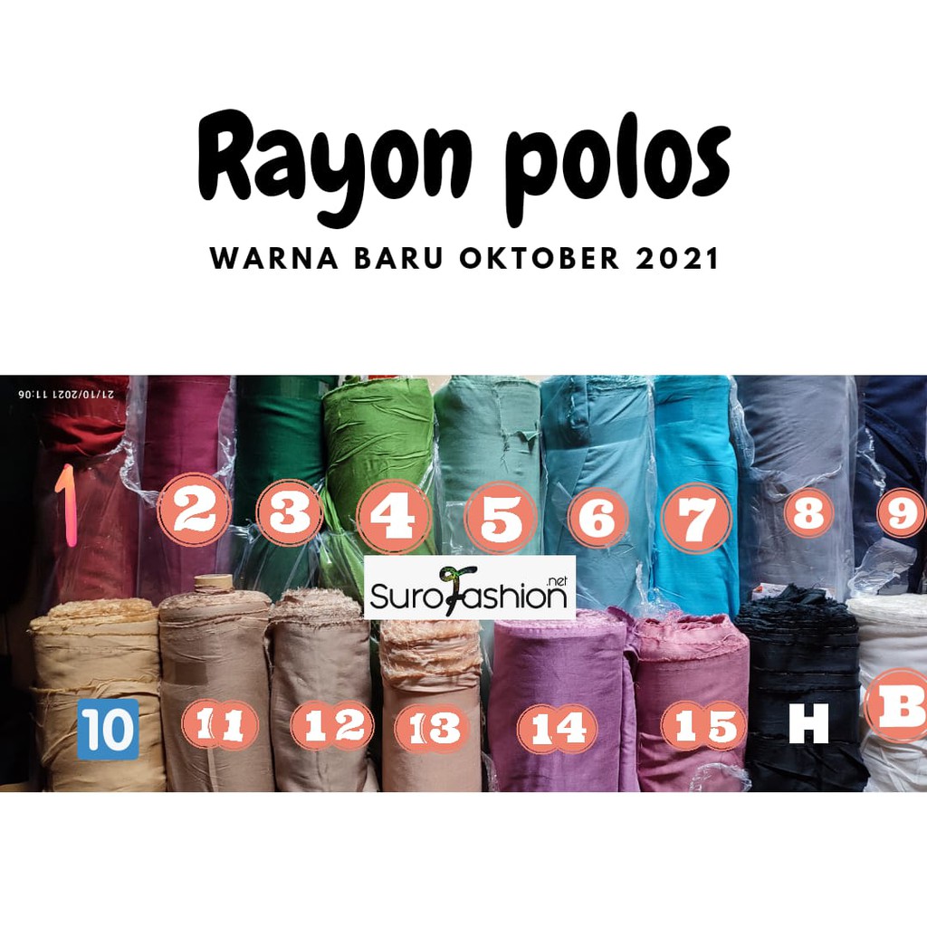 Kain katun rayon polos meteran