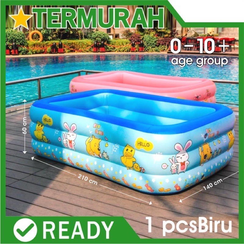 Kolam Renang Karet Kolam Renang Anak Jumbo Kolam Anak Untuk Berenang Warna Biru Kuning 150 210 Shopee Indonesia