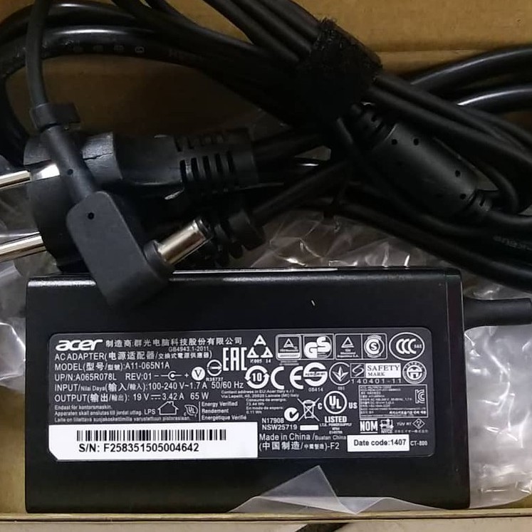 Charger Adaptor Laptop Acer Aspire E14 E15 E5 E5-471 E5-475G V5-471 PA-1650-86 19.5V-3.42A 45W