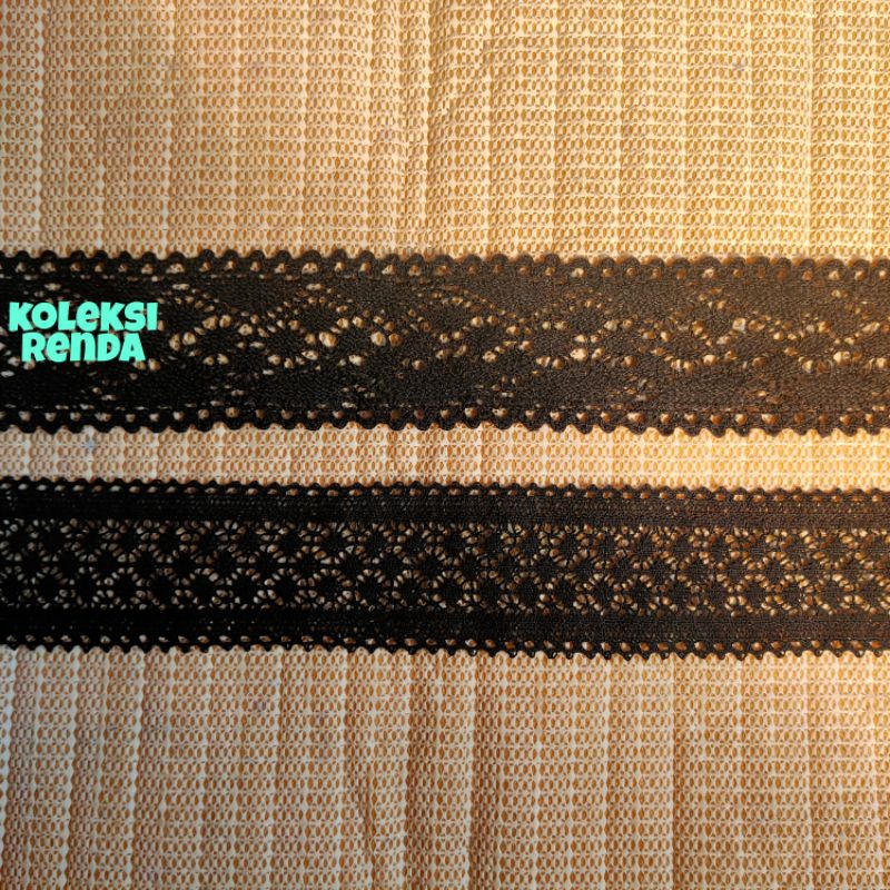 Renda rajut hitam, renda kait hitam isi 15yard