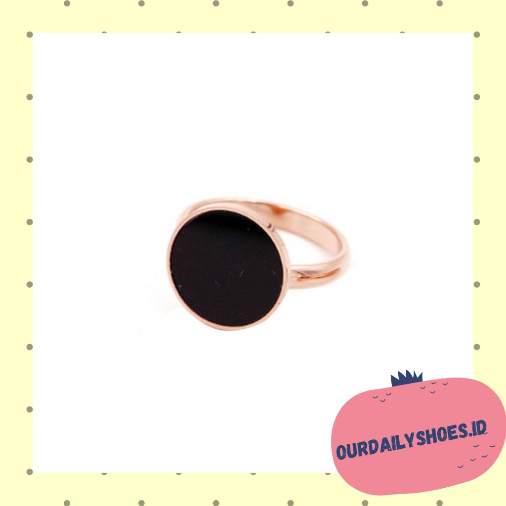 ★ODS★K35 Cincin minimalis bulat hitam polos wanita