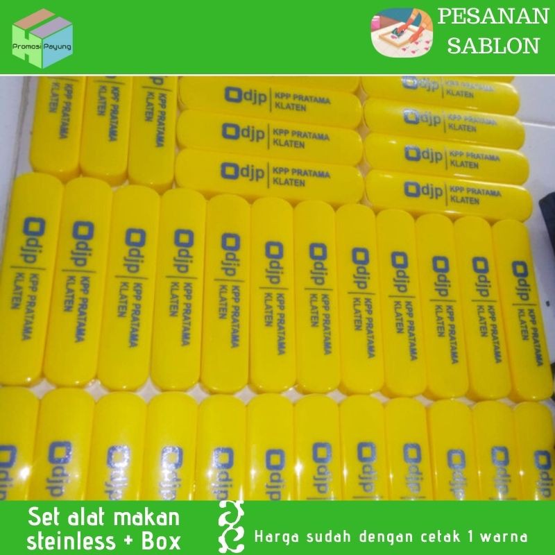 Sendok garpu custom set alat makan steinless sendok garpu dan sumpit + Box  sablon cetak 1 warna