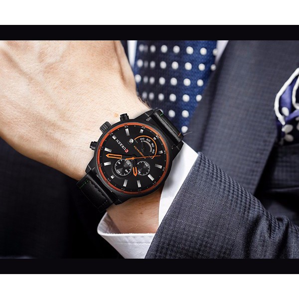 CURREN 8217 Jam Tangan Pria Analog Tali Kulit Chronograph Tidak Aktif WATCHKITE WKOS