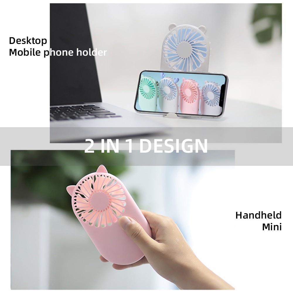 Kipas Angin Karakter Portable Mini Fan Karakter Rechargeable Usb Besi Kipas Portabel Tangan 3-Speed Adjustment