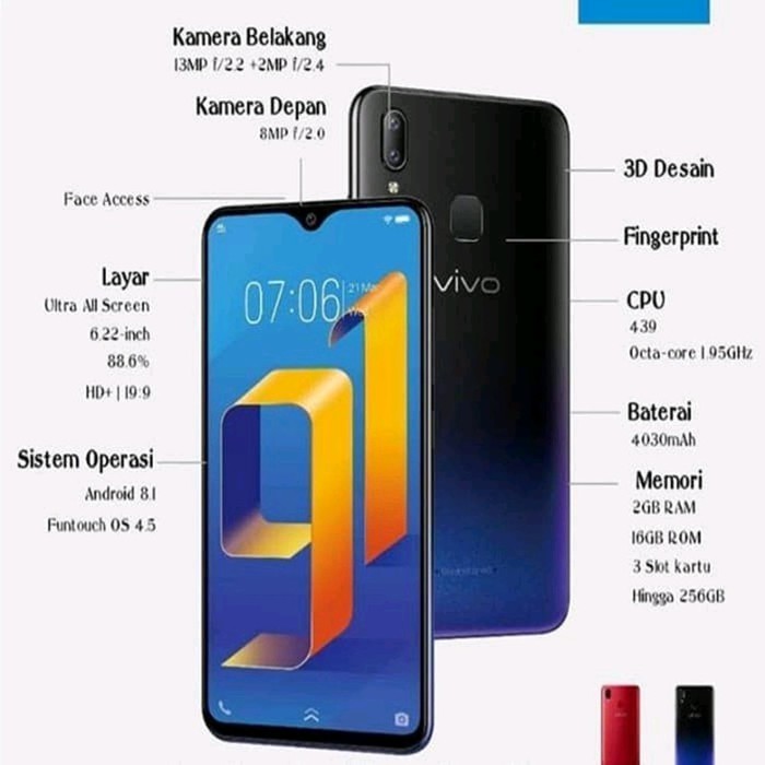 VIVO Y91 RAM 2GB / 32GB