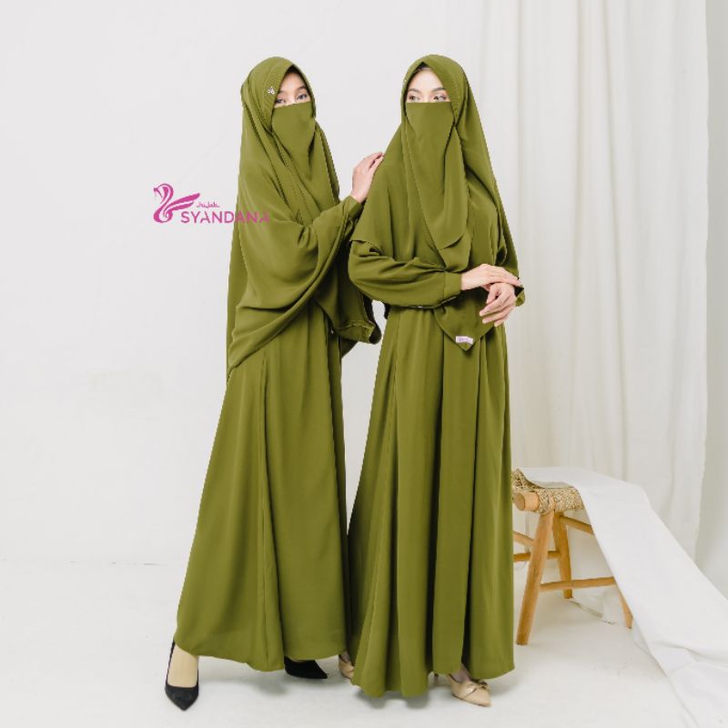 Anna Dress Army Hijab Syandana Hijau armi tentara gosya lisya wolvis gamis set polos premium