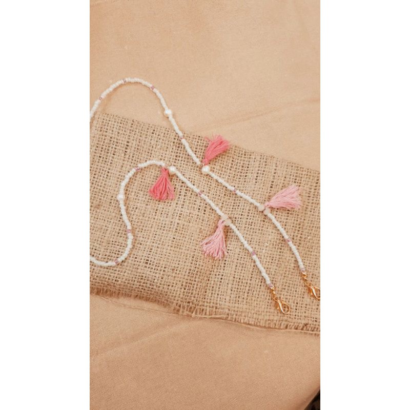 Strap Masker Tassel Pink Untuk Anak Kids Kalung Masker Handmade Ready Manado