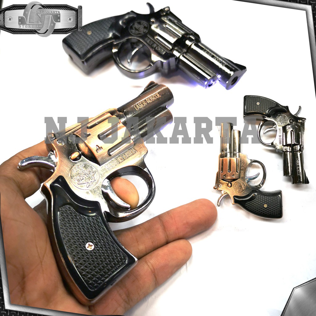 KOREK PISTOL MINI LASER POLICE MINIATUR LIGHTER LAMP WHITE