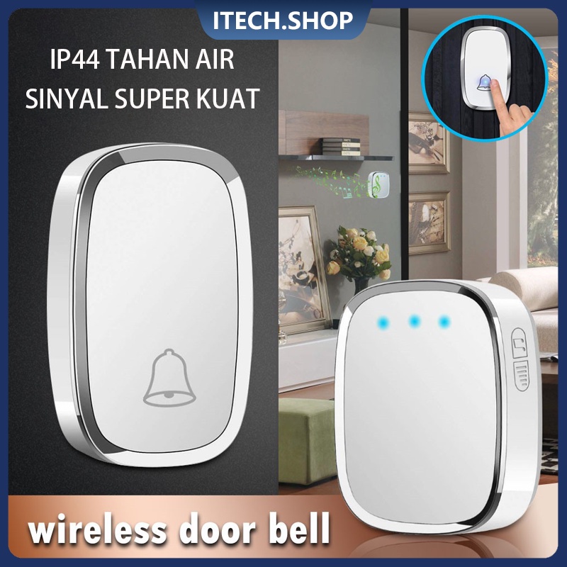 Wireless Door Bell Waterproof Bel Pintu Kantor Rumah