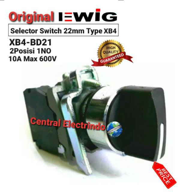 Selector Switch EWIG 22mm XB4-BD21 2Posisi 1NO 10A/600V.