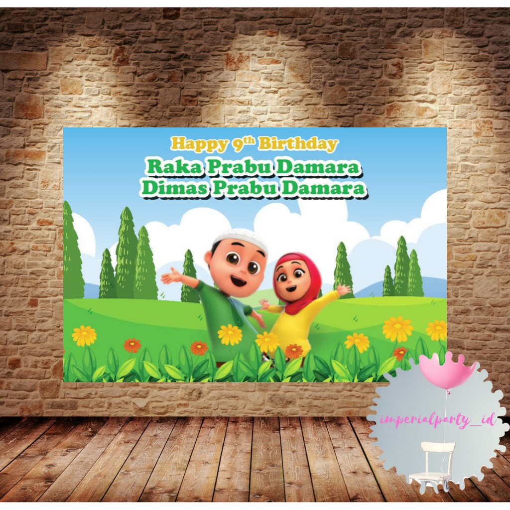 Custom Backdrop Banner Spanduk Happy Birthday Nussa Rarra Rara