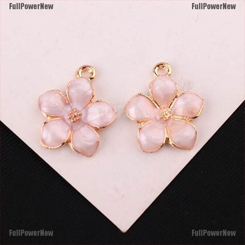 [FULLのJY] 10Pcs/Set Enamel Alloy Flower  Charms Pendant Jewelry Findings DIY Craft Making