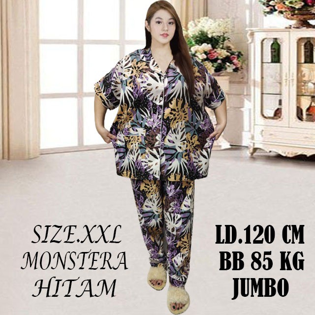 ISANNY PIYAMA SET SIZE XXL MONSTERA/BUNGA SAKURA/BUNGA PEONY READY