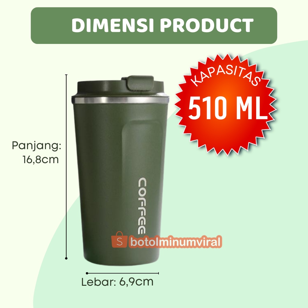 Tumbler Mug Stainless Thermos Coffee Gelas Kopi Portable 380ml Termos Premium