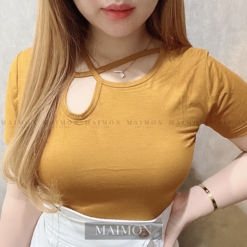 X Cut Out Short Sleeve Top | Atasan Wanita Korean Fashion | Maimon Grosir