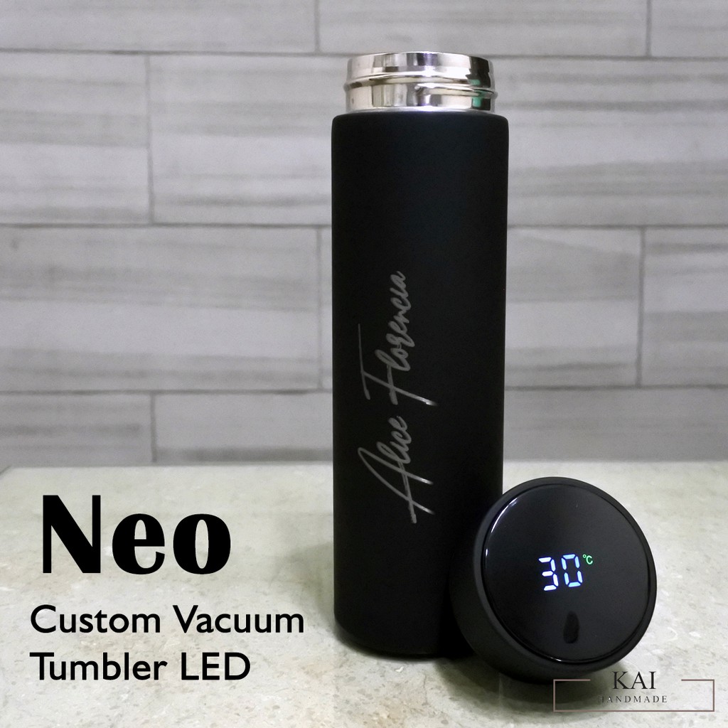 Tumbler Thermos Termos Custom Grafir Nama Logo Smart Temperature LED Termos Teh Kopi